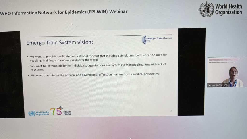 Photo ETS presentation at WHO webinar.