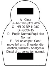 Picture show back side of an ETS in-hospital ED patient.