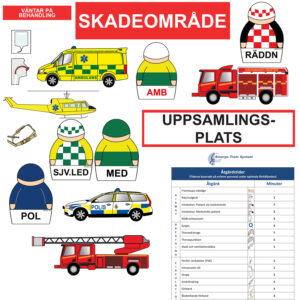 Bilden visar exempel på svenskt ETS material som ingår i ETS prehospitala set.